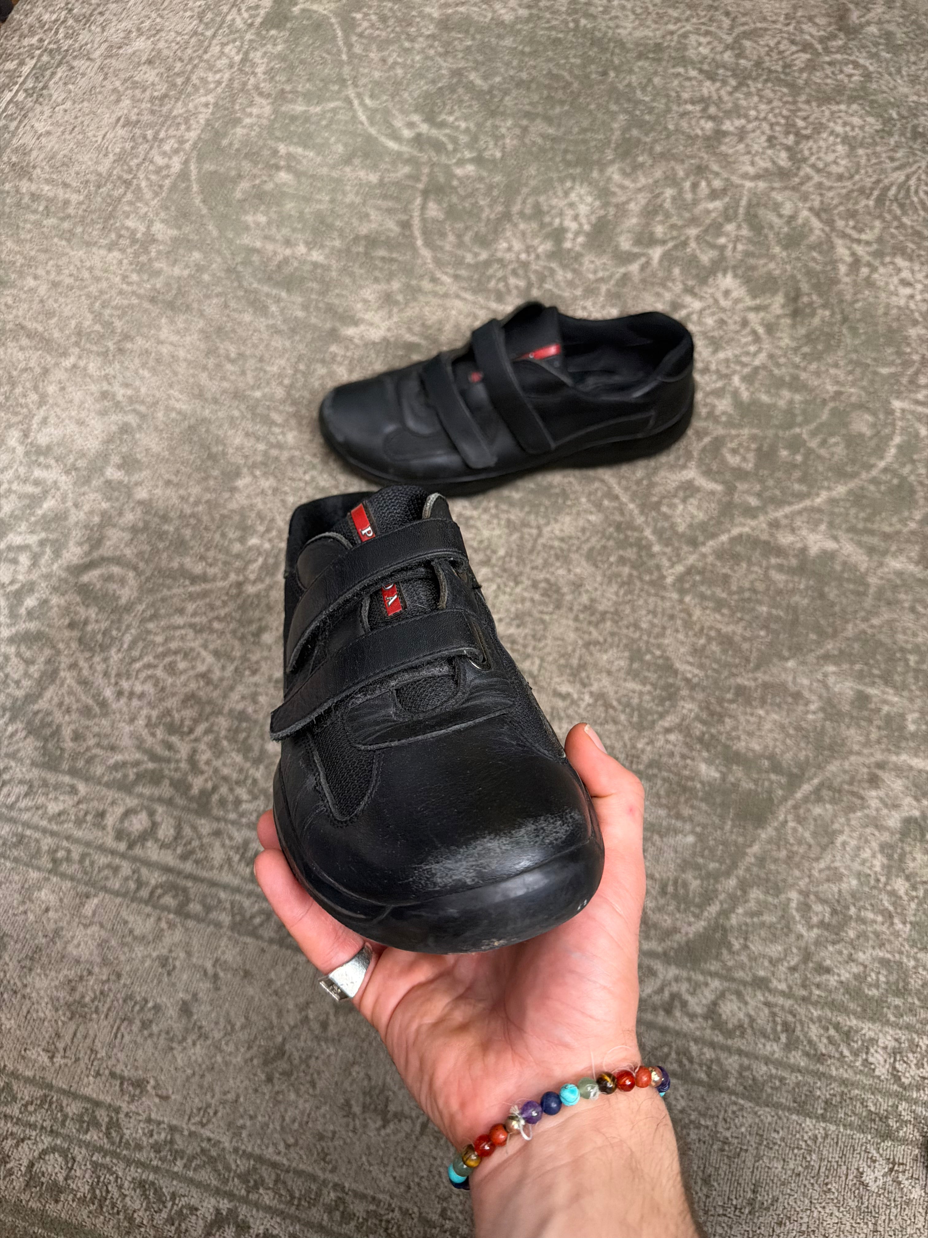 Prada Cup Sneaker Velcro Touch Strap Triple Black