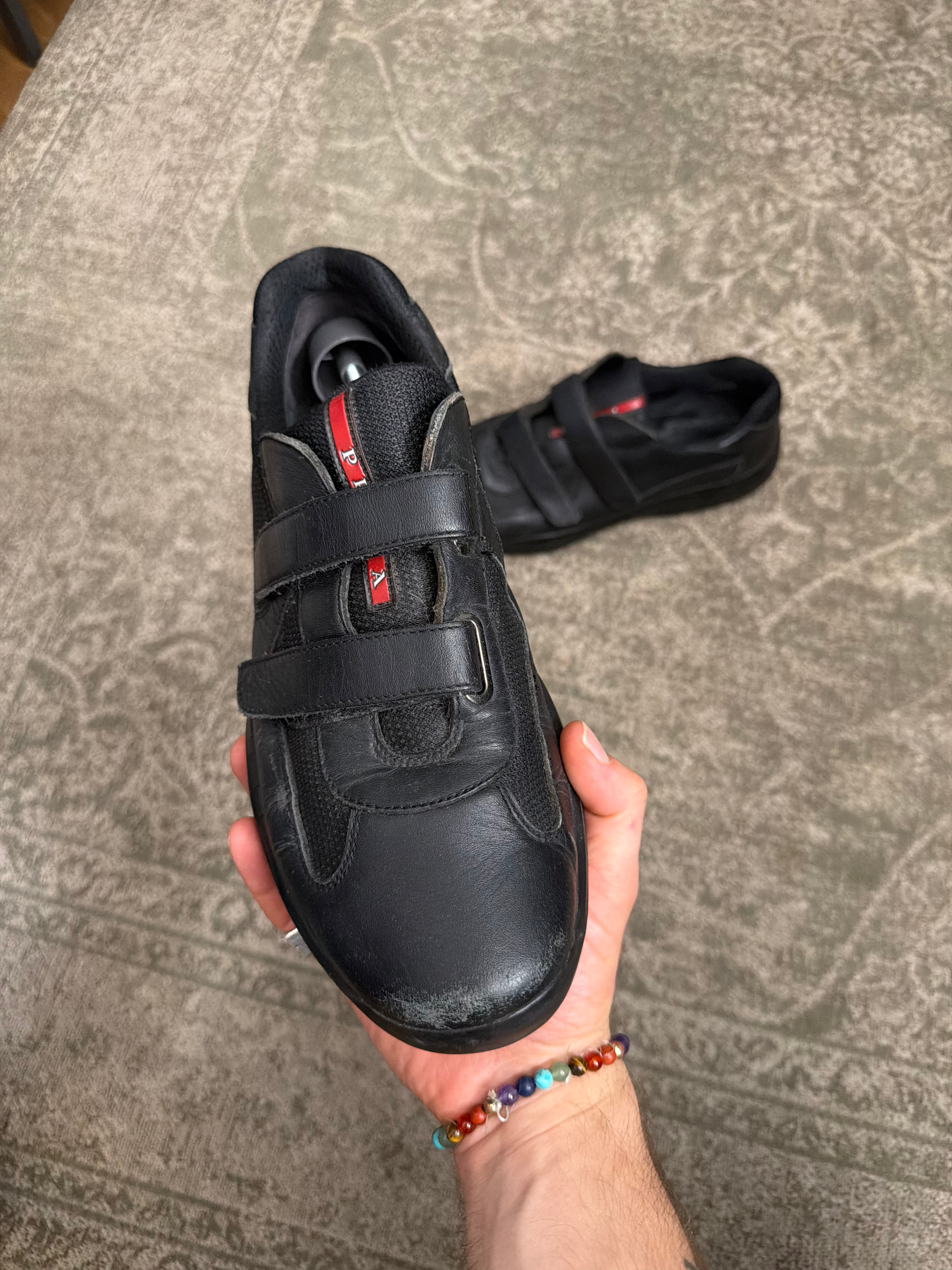 Prada Cup Sneaker Velcro Touch Strap Triple Black