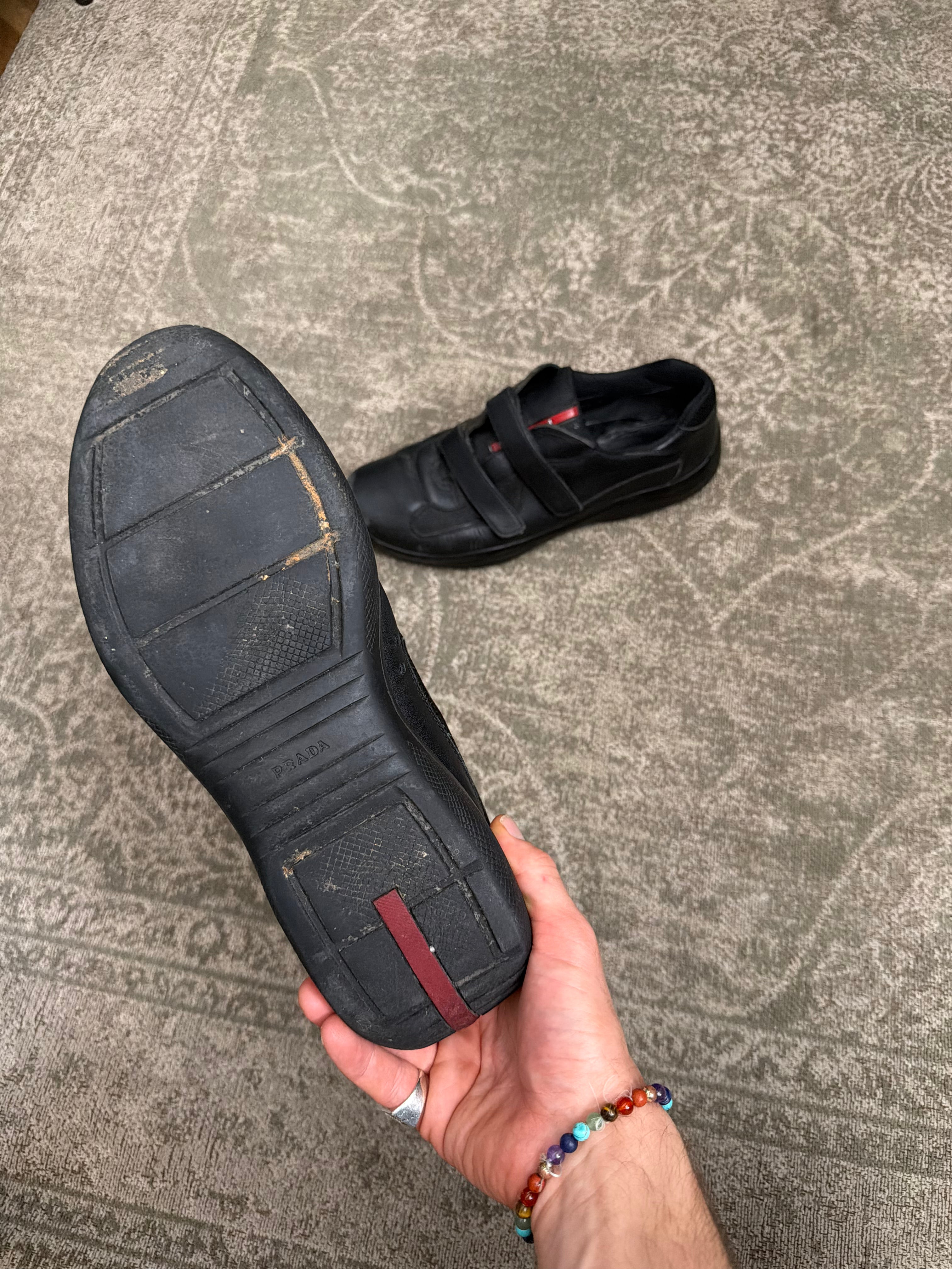 Prada Cup Sneaker Velcro Touch Strap Triple Black