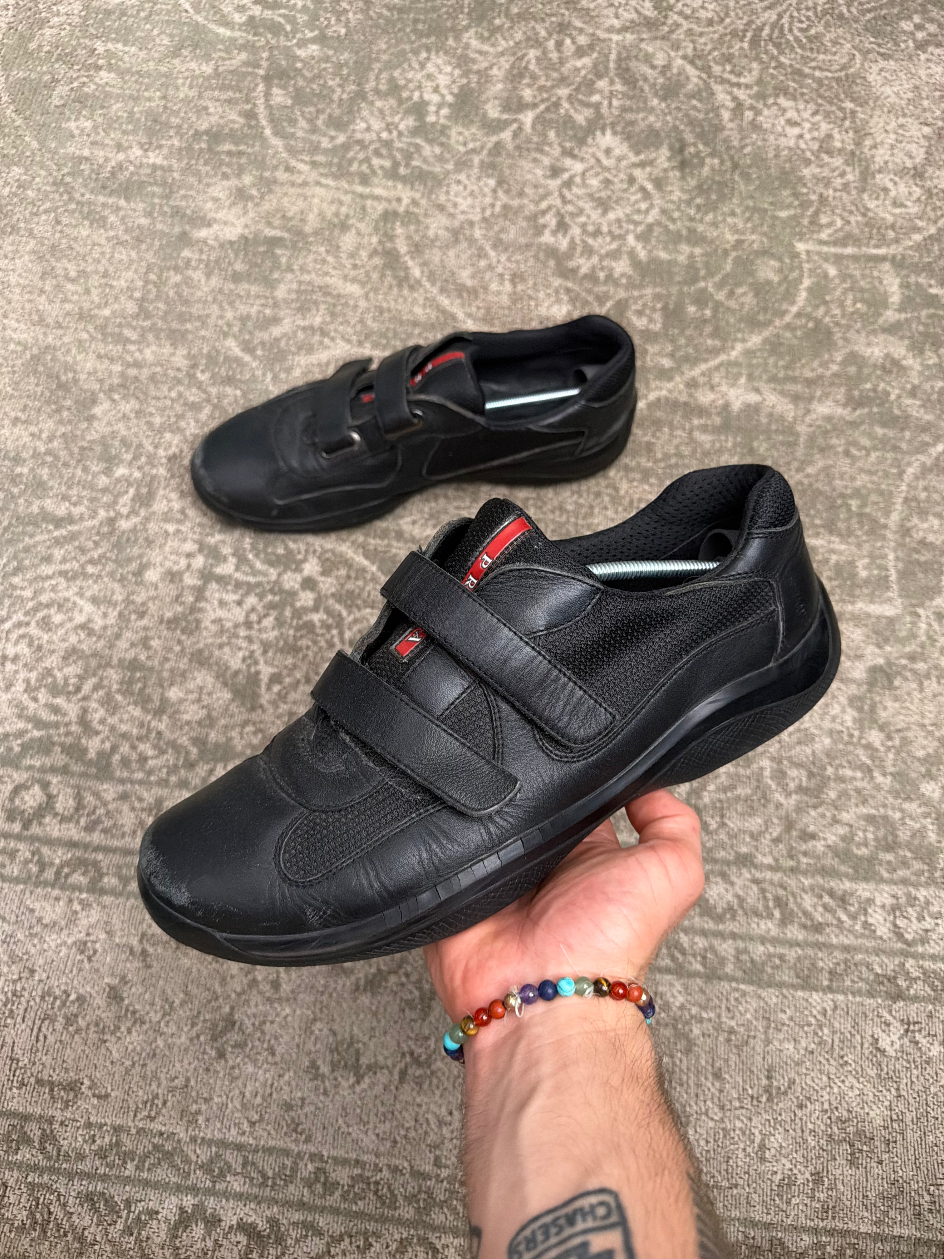 Prada Cup Sneaker Velcro Touch Strap Triple Black