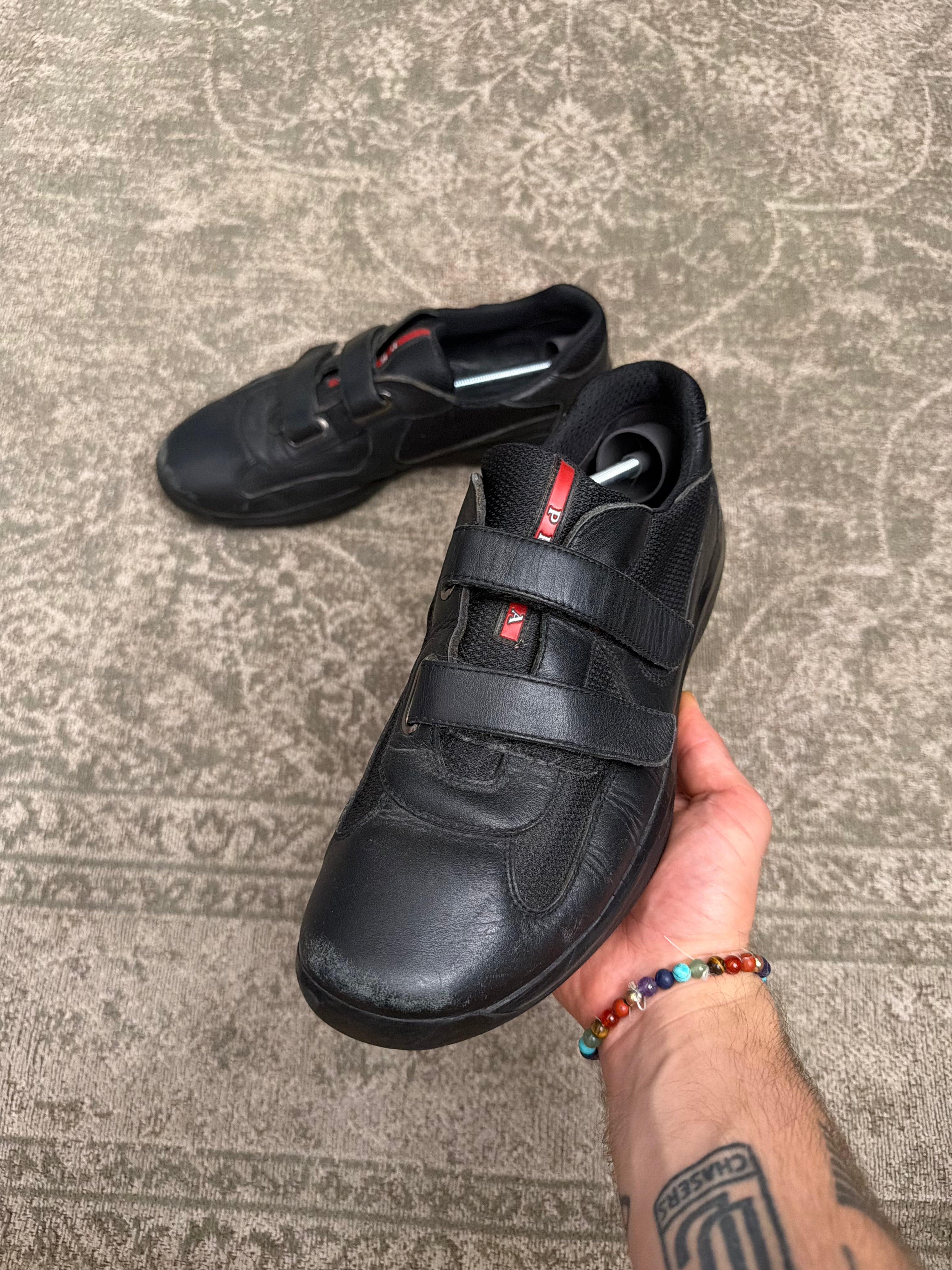 Prada Cup Sneaker Velcro Touch Strap Triple Black