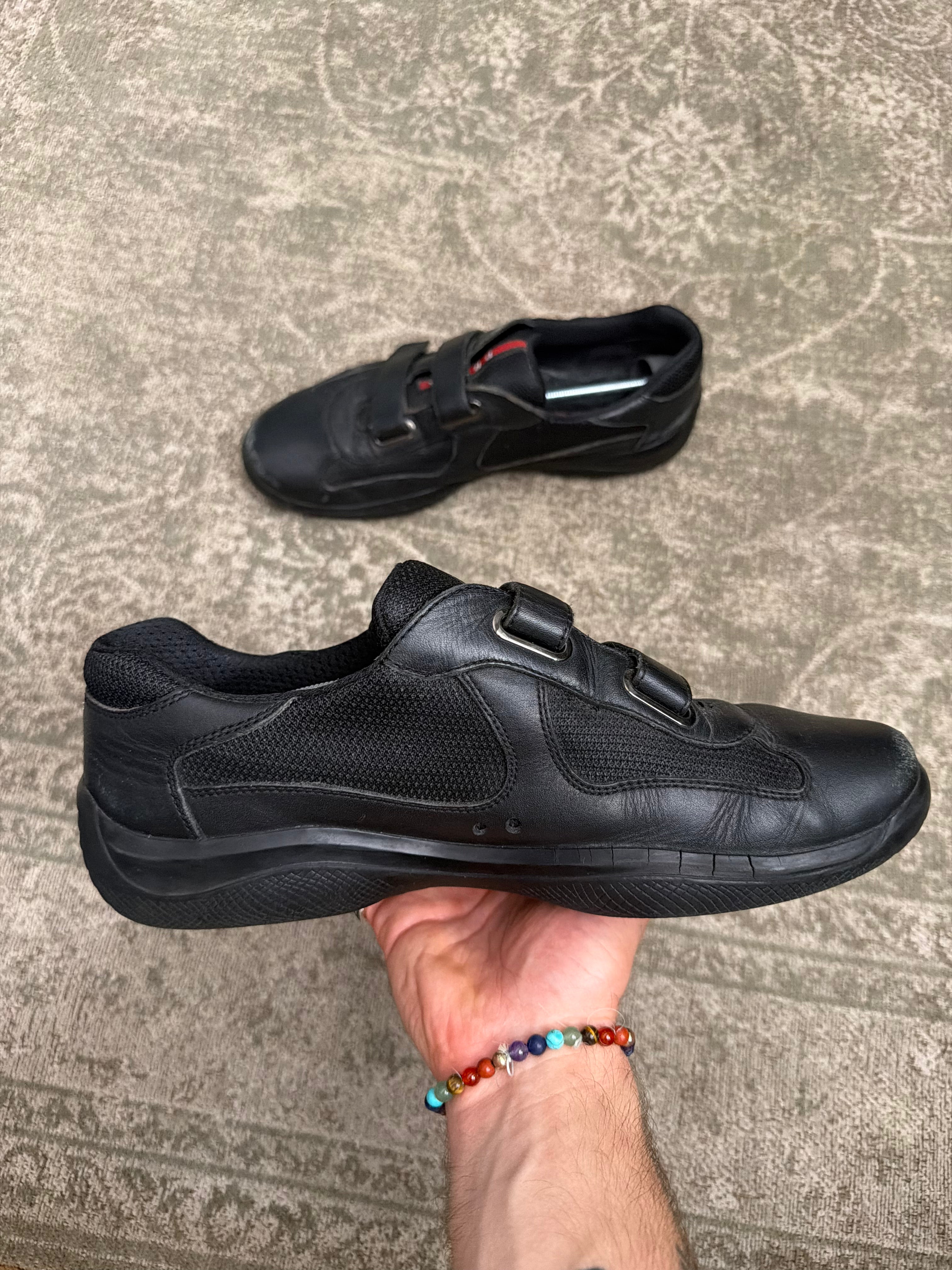 Prada Cup Sneaker Velcro Touch Strap Triple Black