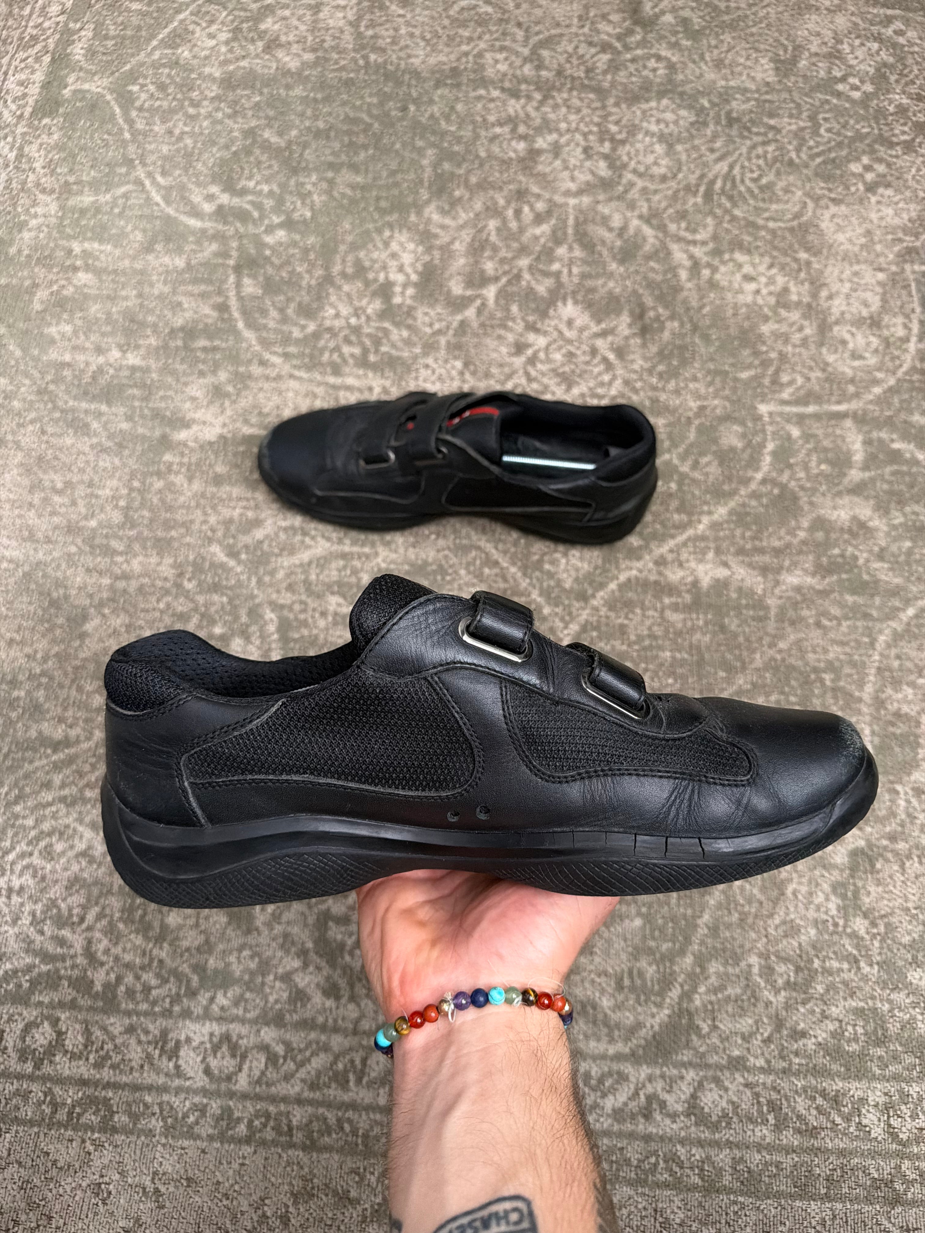 Prada Cup Sneaker Velcro Touch Strap Triple Black