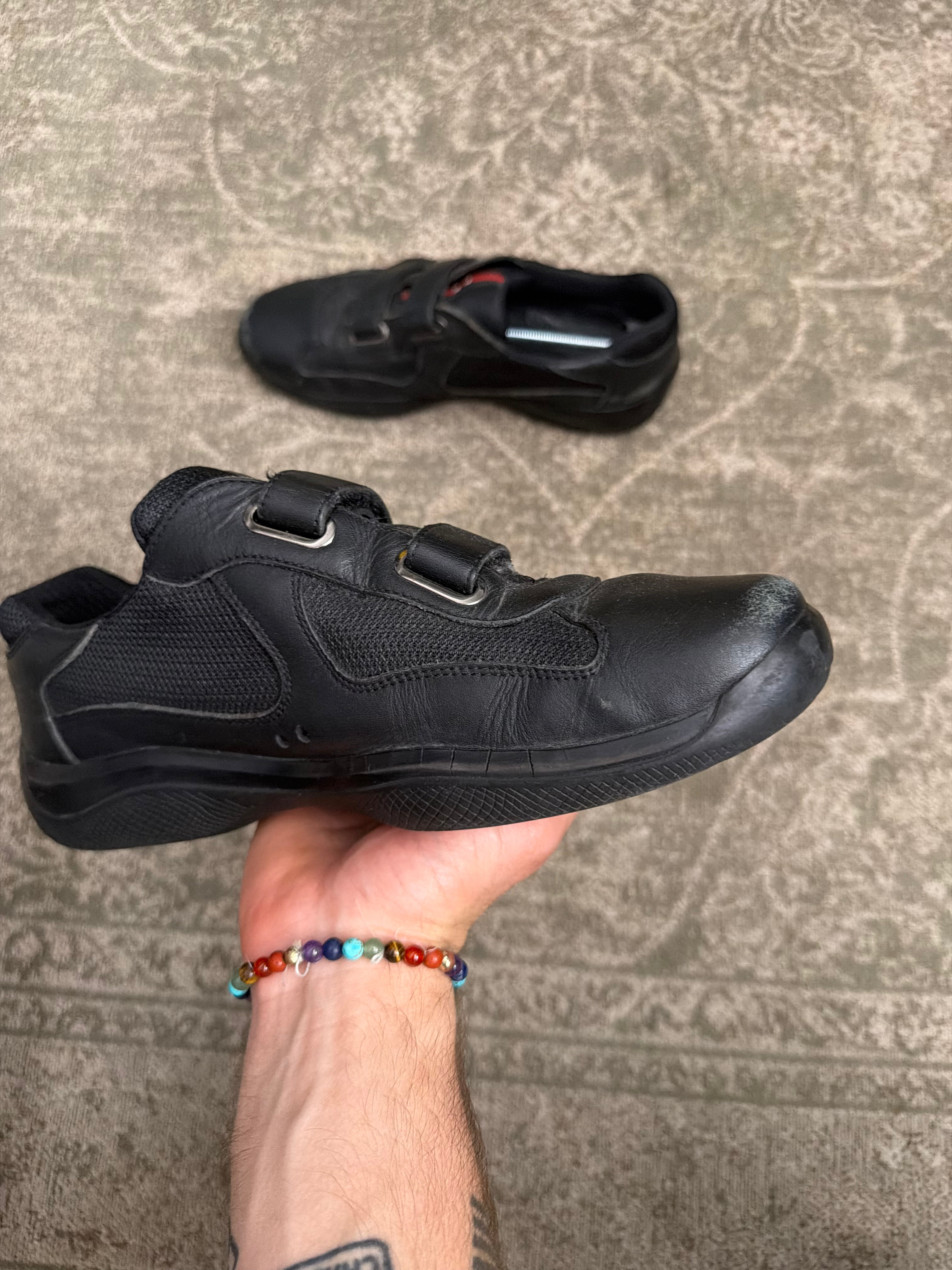 Prada Cup Sneaker Velcro Touch Strap Triple Black