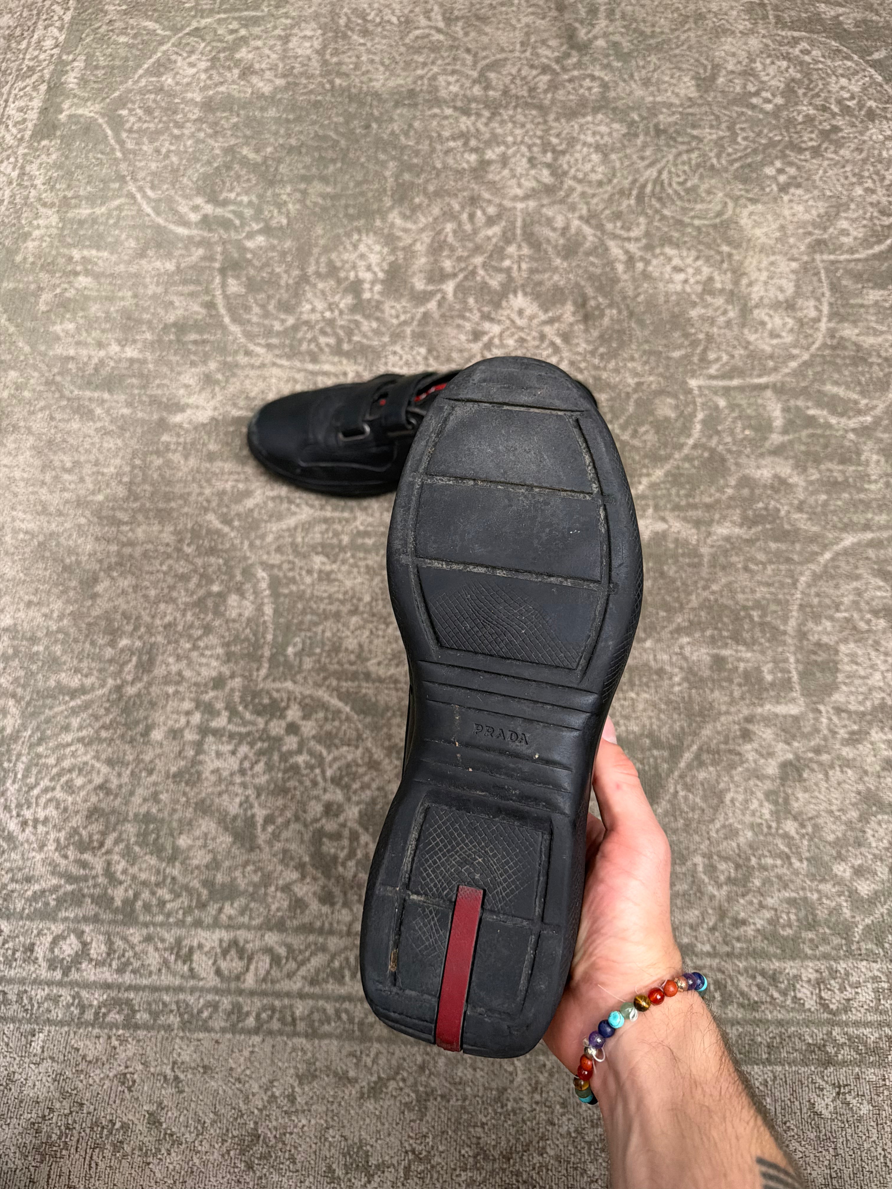 Prada Cup Sneaker Velcro Touch Strap Triple Black