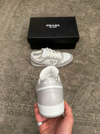Prada Downtown Leather Sneaker Grey White