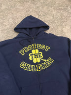 Protect The Children Zip Hoodie Navy Yellow
