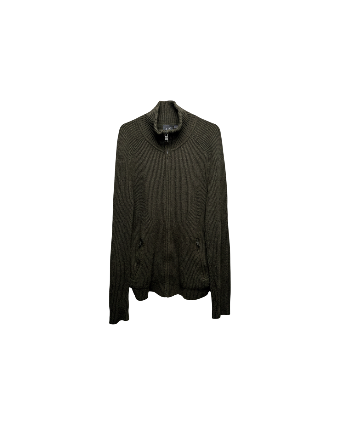 Armani Exchange Full Zip Cardigan Knit Khaki