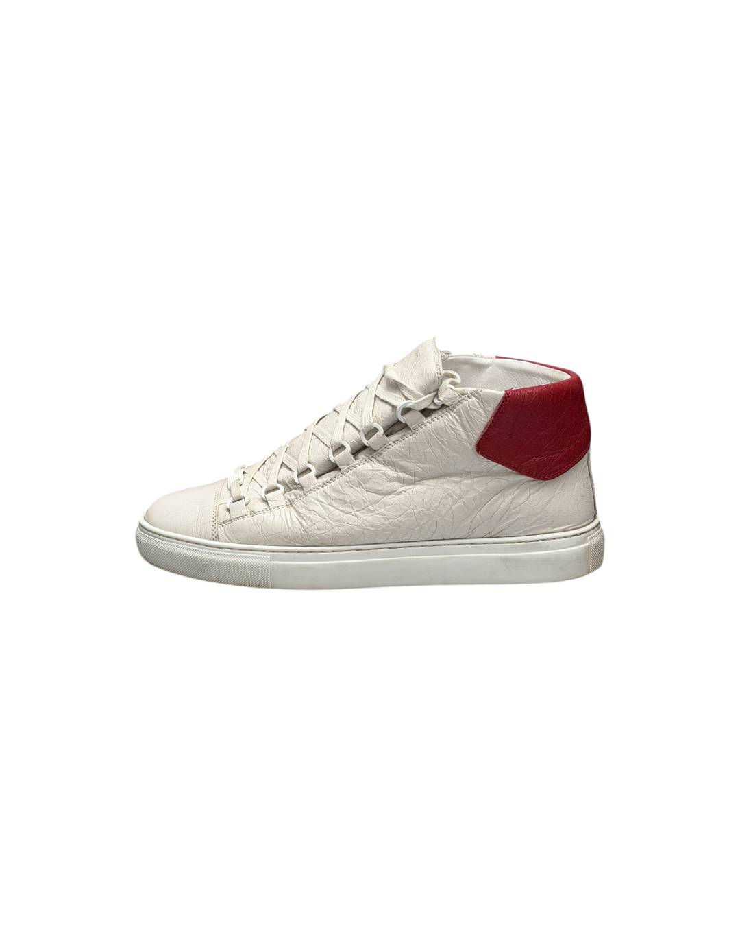 Balenciaga Arena High Leather White Red Contrast Heel