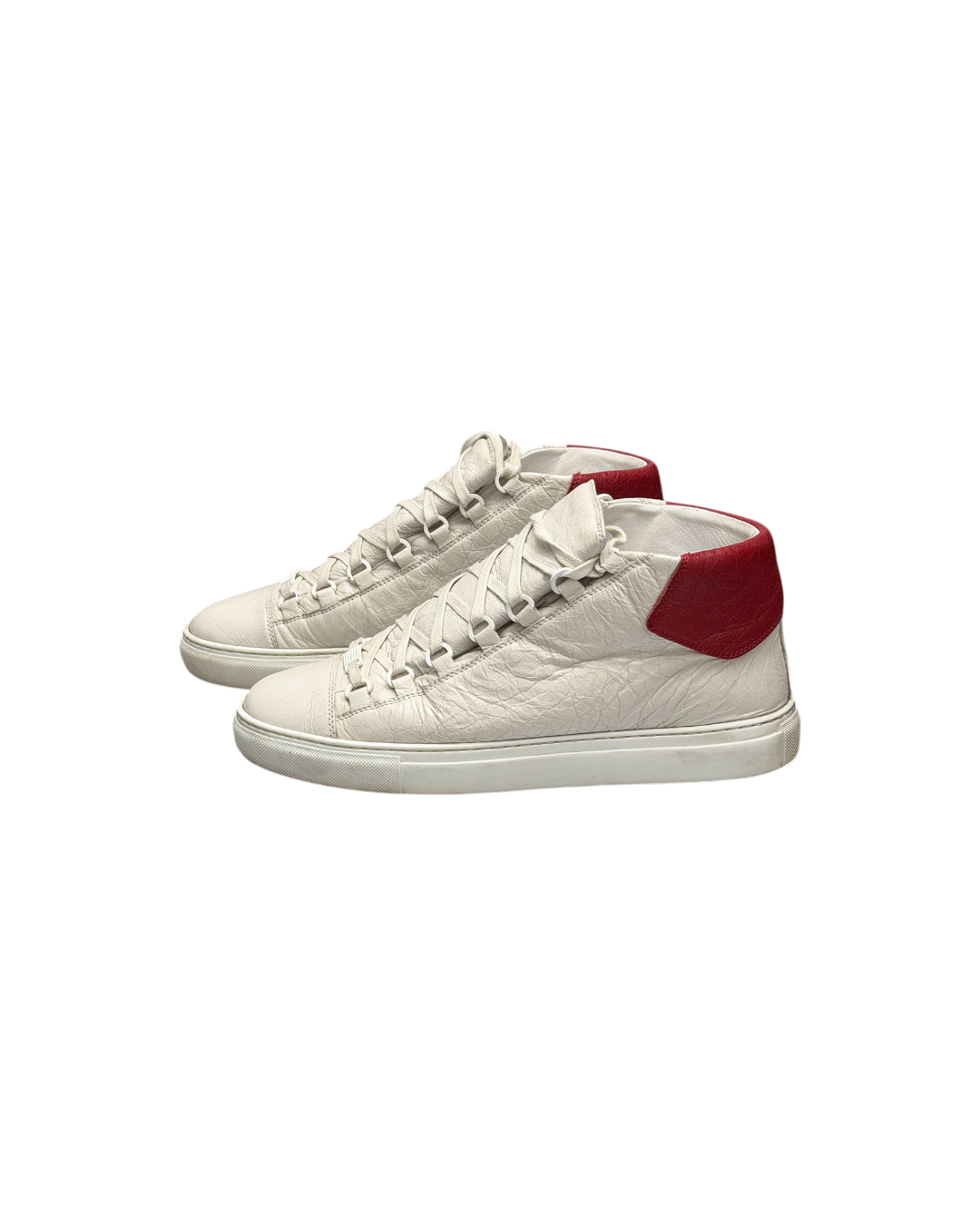 Balenciaga Arena High Leather White Red Contrast Heel