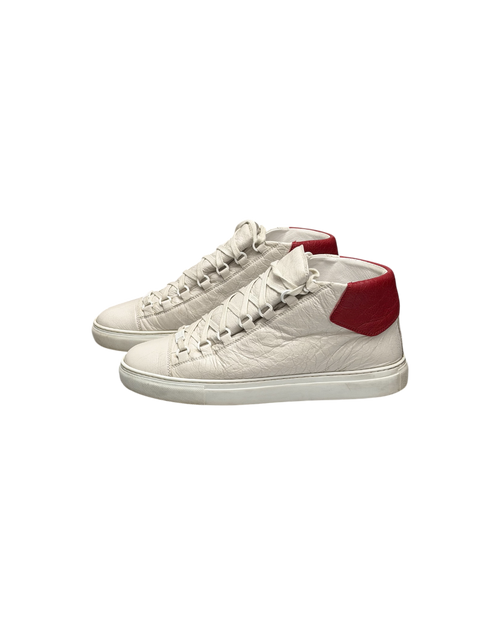 Balenciaga Arena High Leather White Red Contrast Heel
