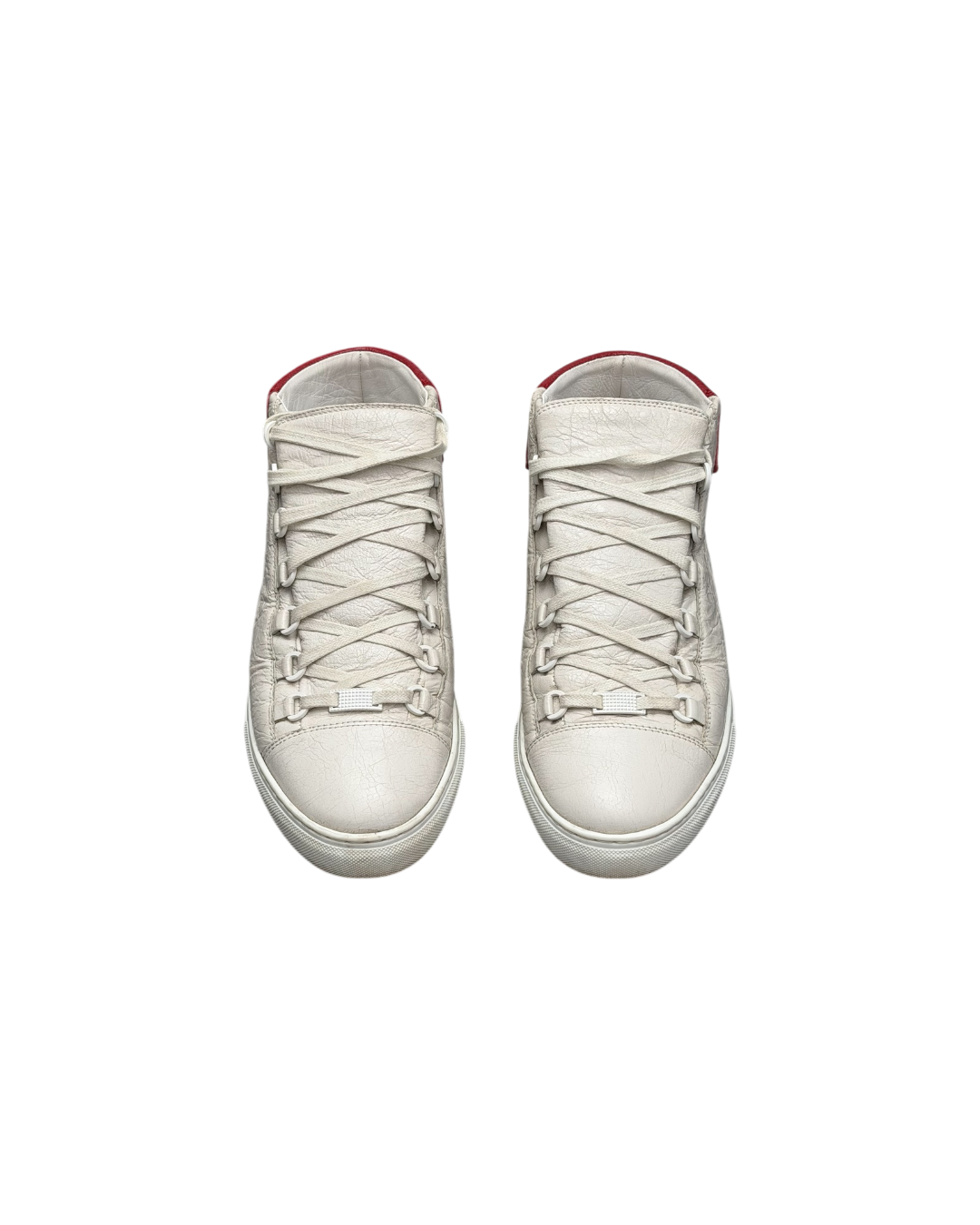 Balenciaga Arena High Leather White Red Contrast Heel