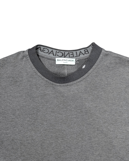 Balenciaga Crewneck T-Shirt Branded Colar Dark Grey