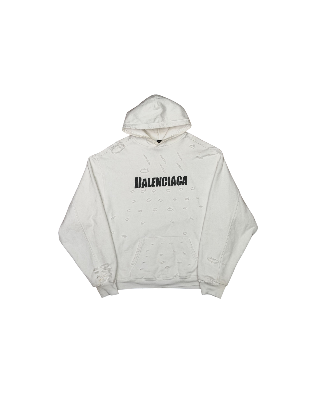 Balenciaga Distressed Hoodie White