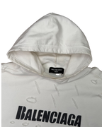 Balenciaga Distressed Hoodie White
