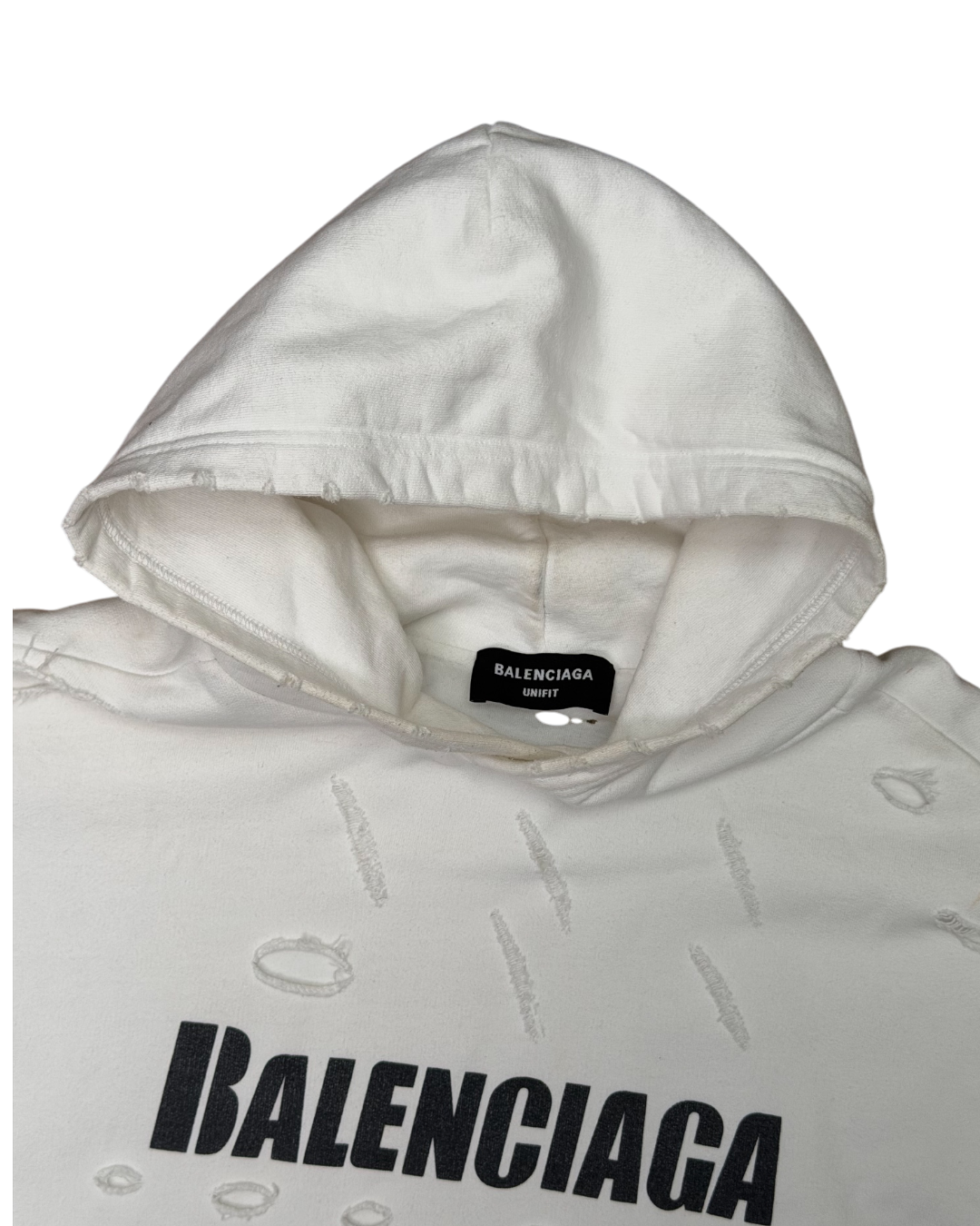 Balenciaga Distressed Hoodie White