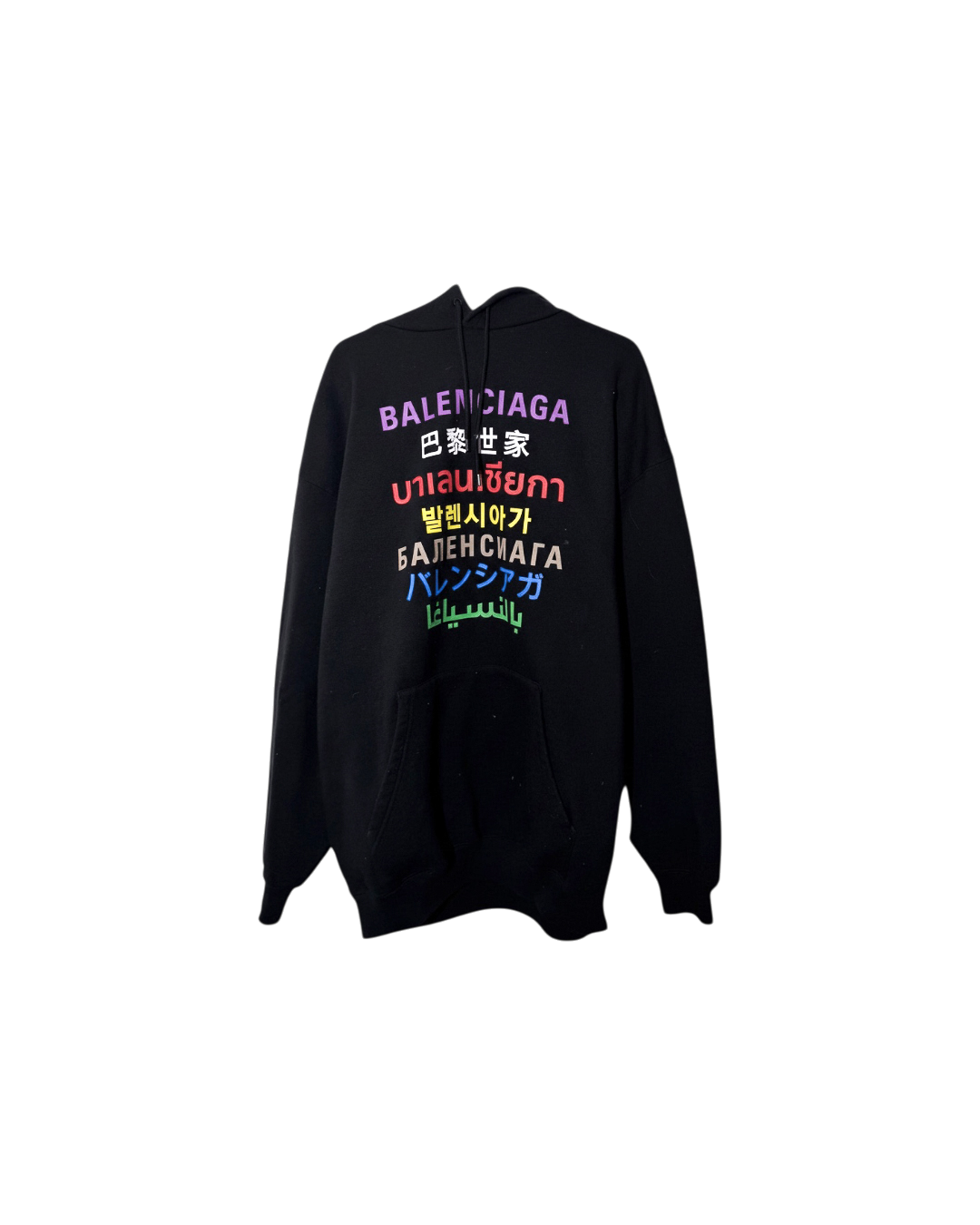 Balenciaga Languages Print Hoodie Black