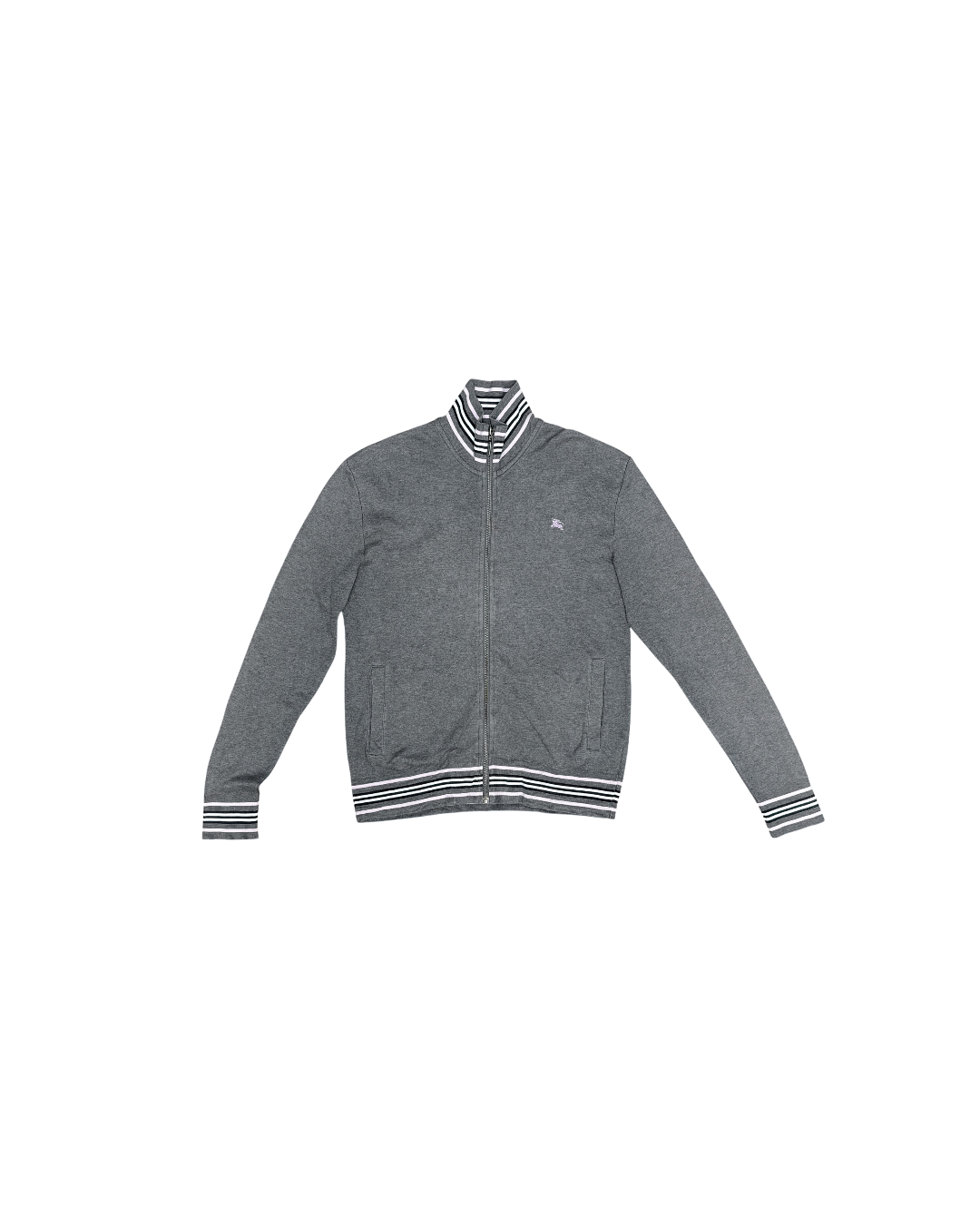 Burberry Black Label Zip Up Sweater Grey Pink