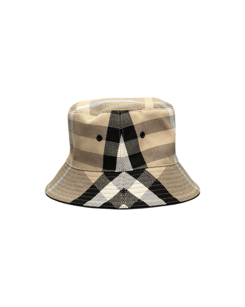 Burberry Check Cotton Canvas Bucket Hat Beige