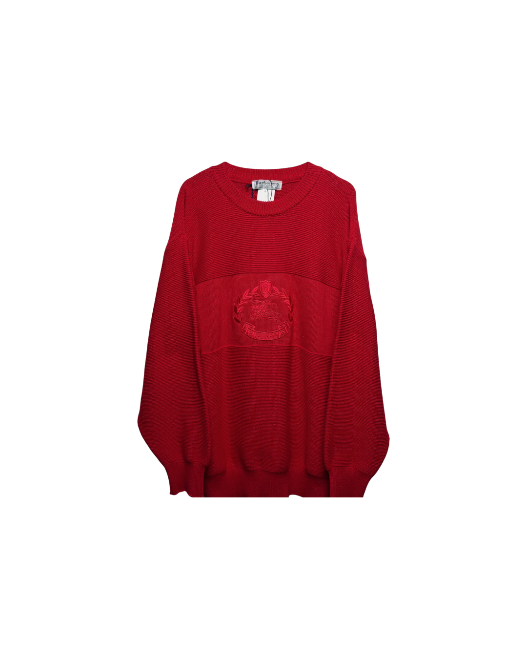 Burberry Equestrian Crest Wool Knit Sweater Red