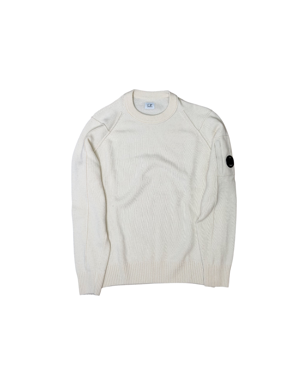 CP Company Lens Detail Wool Crewneck Beige White