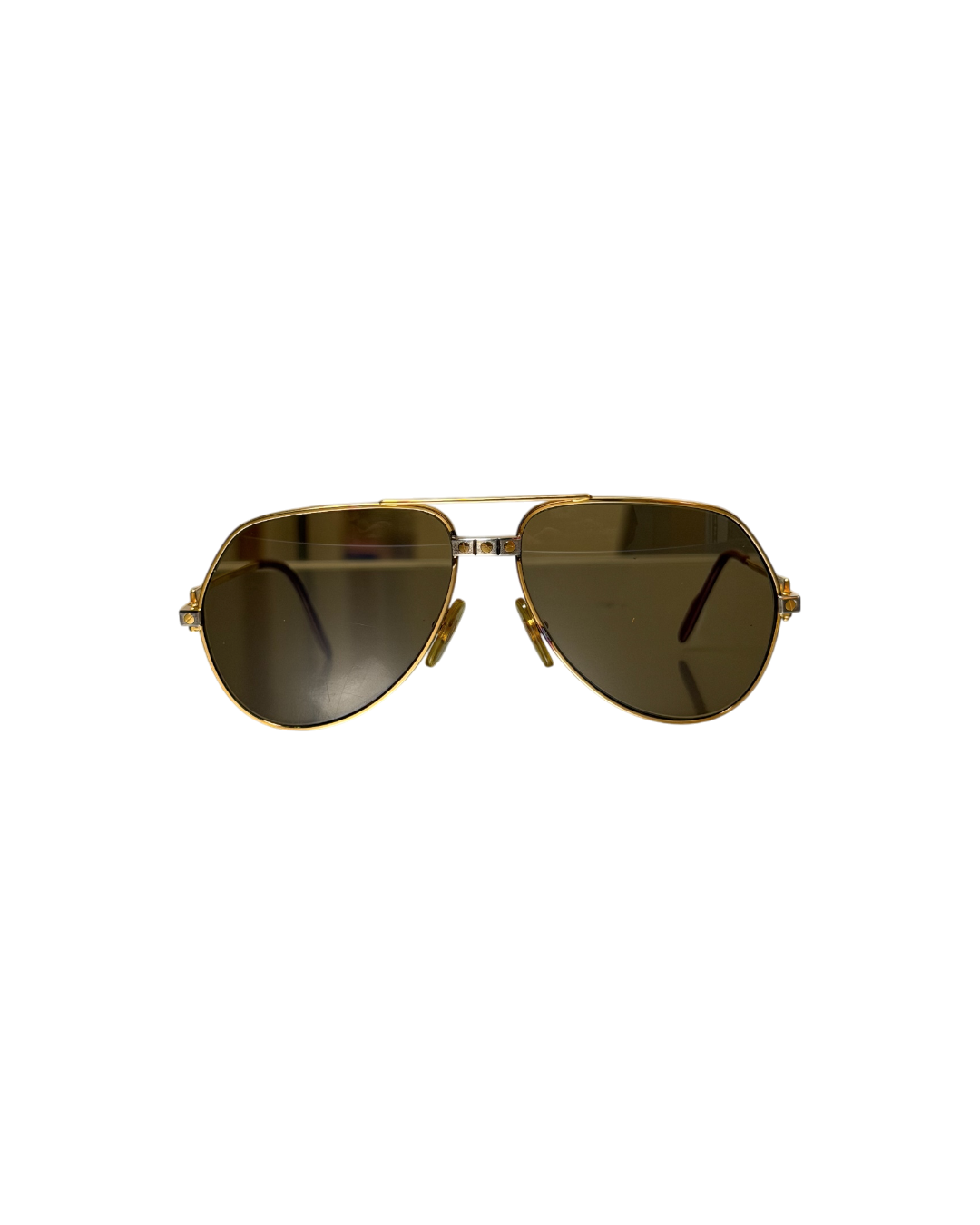Cartier Santos Vendrome Aviator Sunglasses 22k Gold Plated Frame