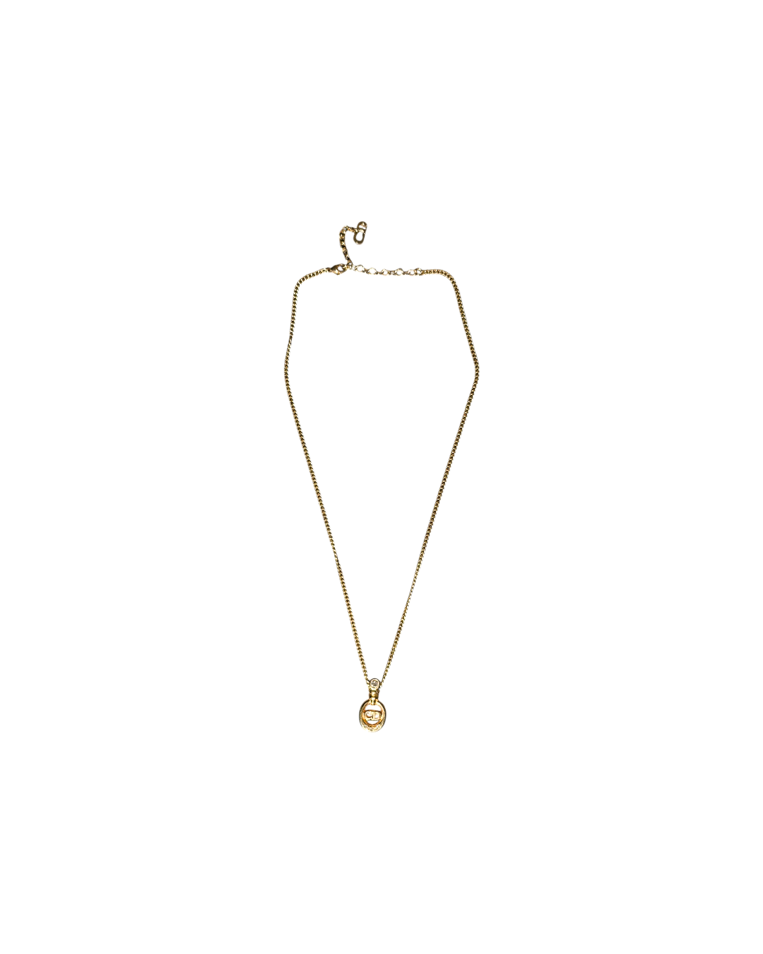 Christian Dior Gold Plated CD Logo Pendant Necklace
