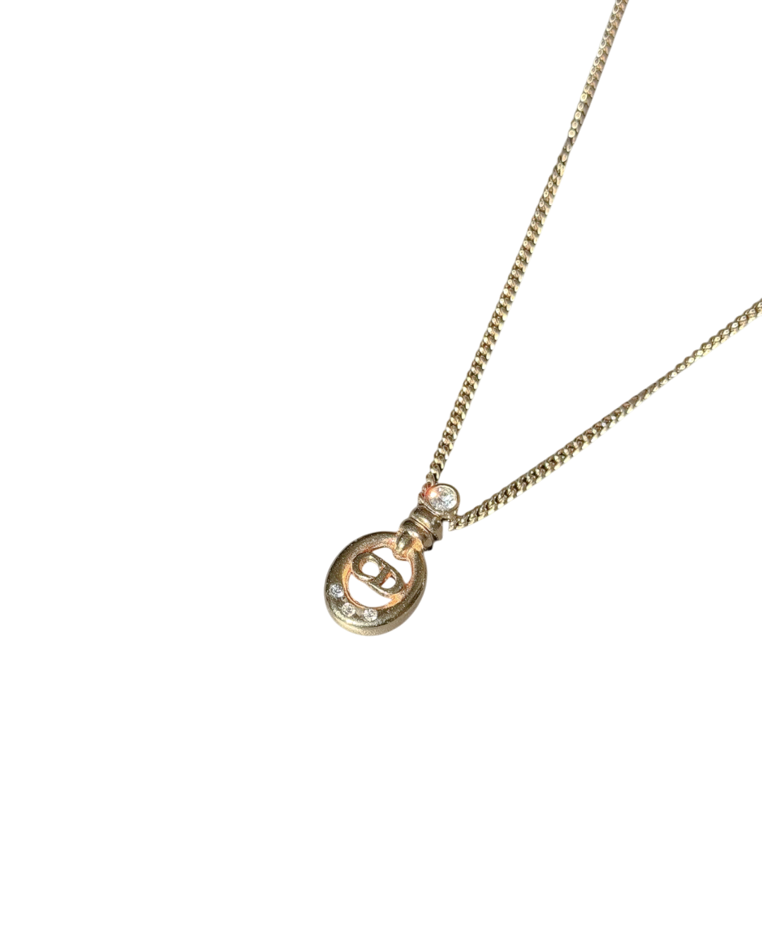 Christian Dior Gold Plated CD Logo Pendant Necklace