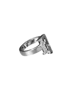 Christian Dior Logo Ring Silver Crystals