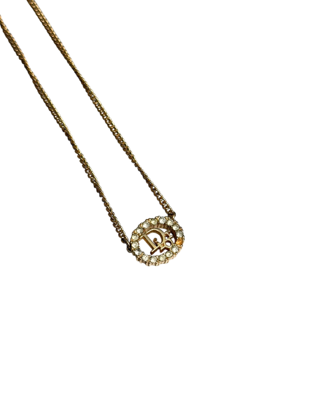Christian Dior Rhinestone Necklace Gold