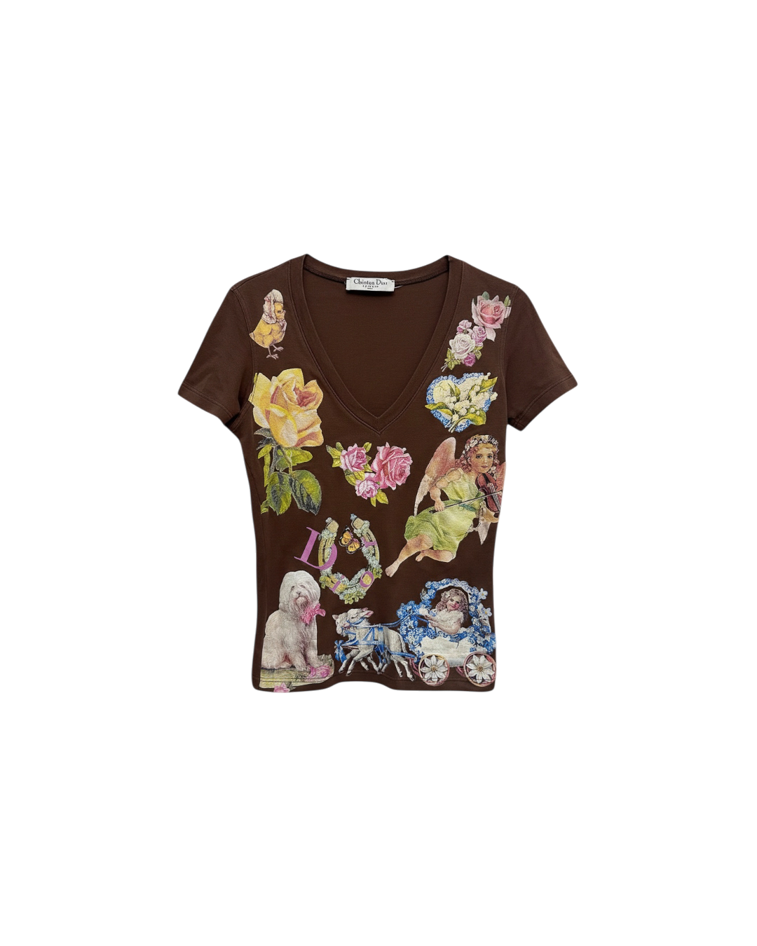 Christian Dior Romantic Floral T-Shirt Brown
