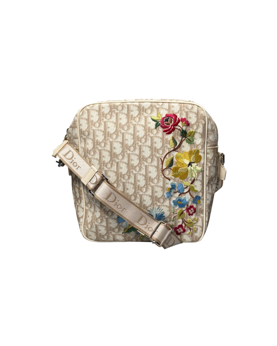 Christian Dior Trotter Shoulder Bag Flower Beige