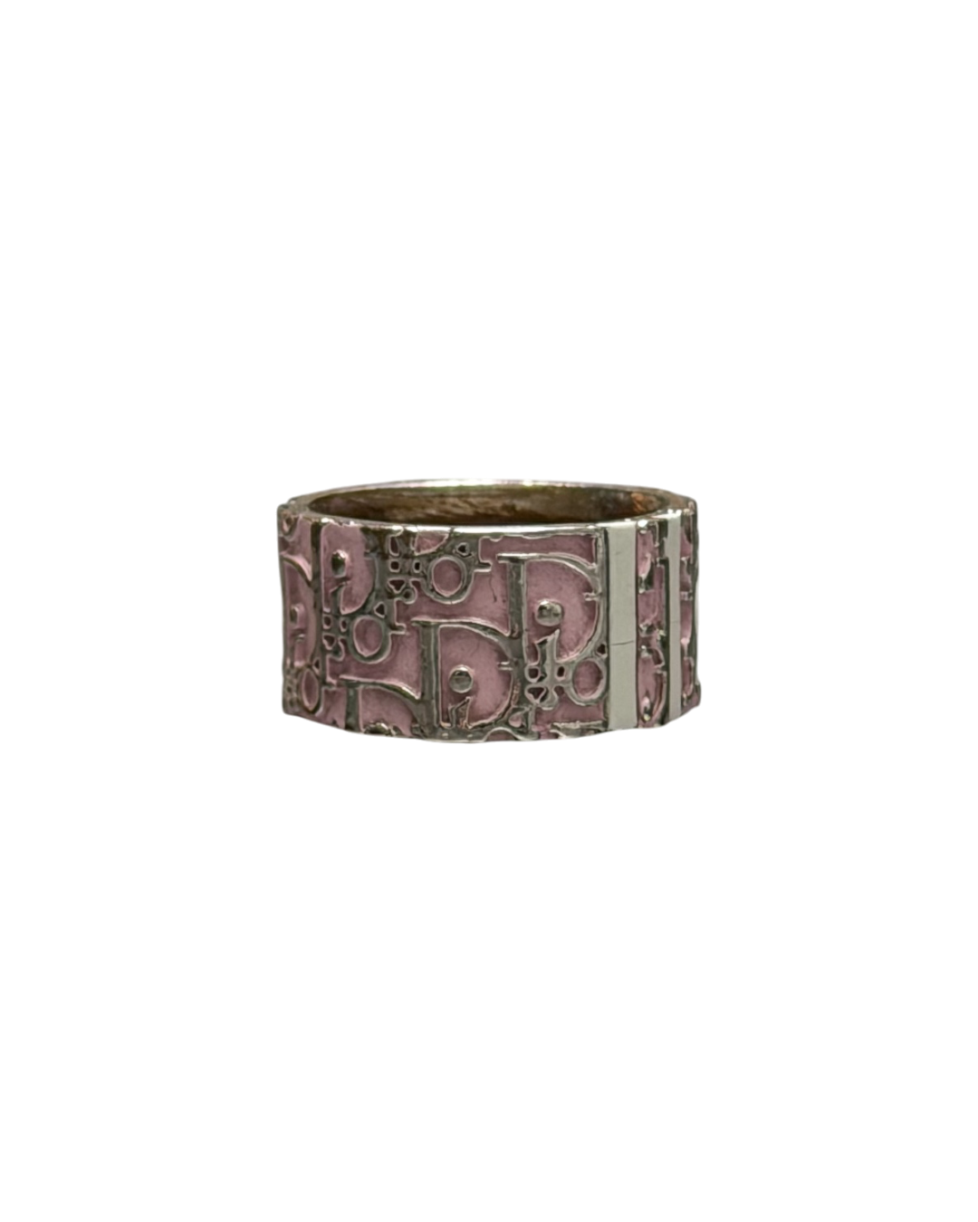 Christian Dior Troyer Monogram Ring Pink Silver