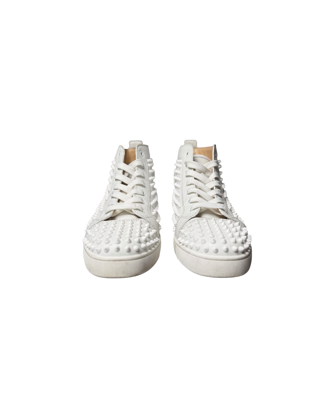 Christian Louboutin Louis Flat Calf Spikes High Top White