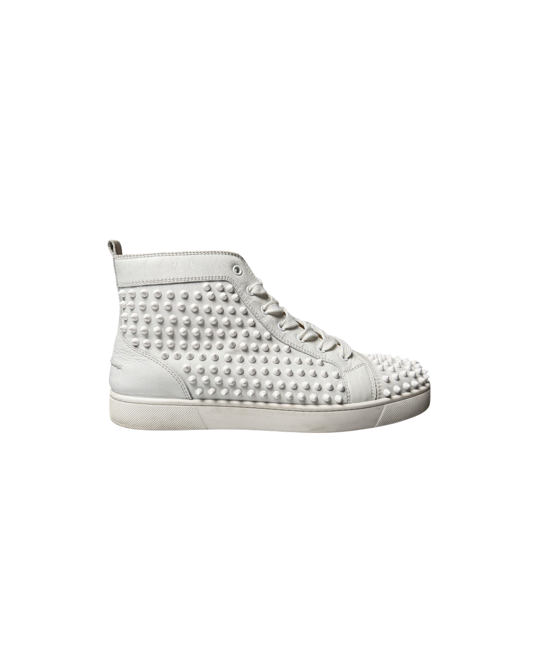 Christian Louboutin Louis Flat Calf Spikes High Top White