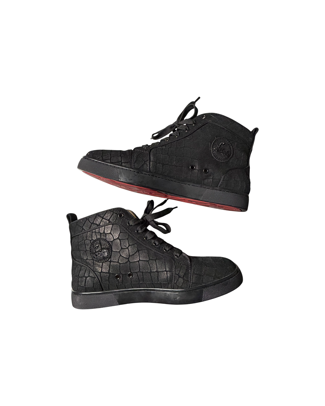 Christian Louboutin Louis Flat High Top Black Python