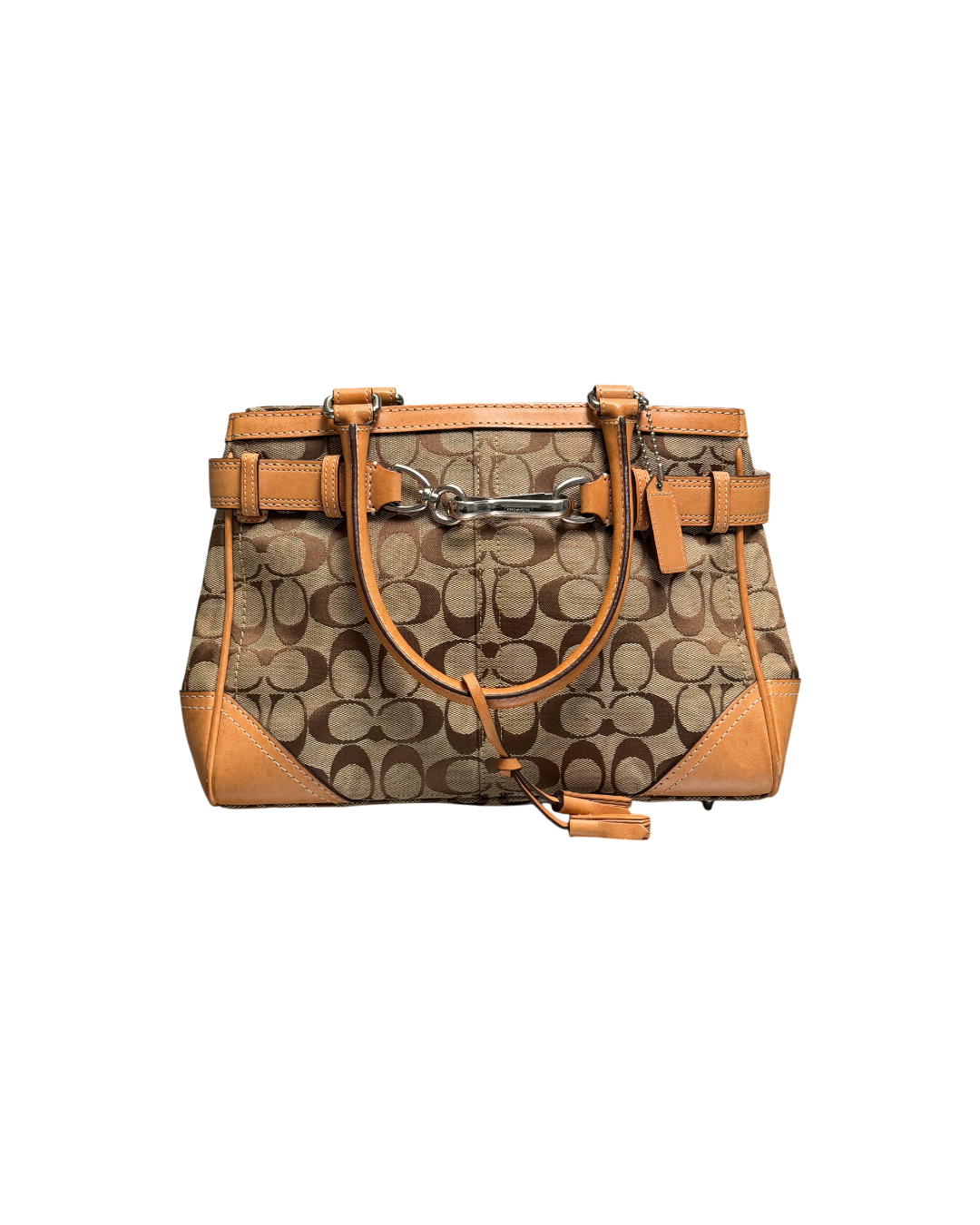 Coach Signature Hampton Bag Beige Leather