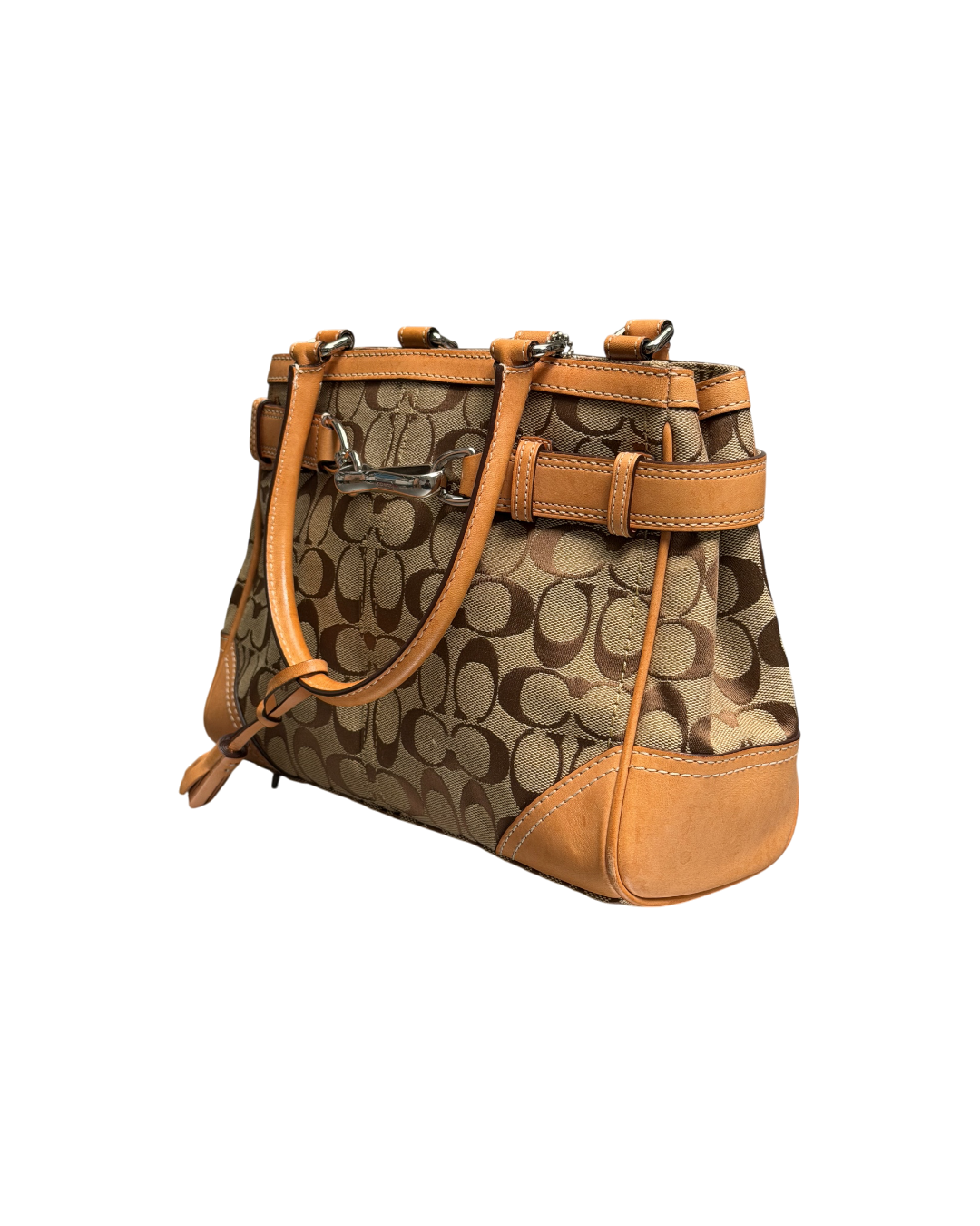 Coach Signature Hampton Bag Beige Leather