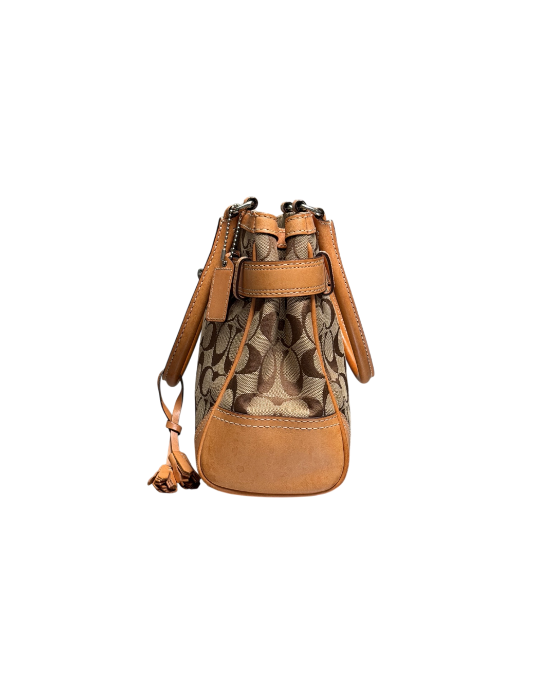 Coach Signature Hampton Bag Beige Leather