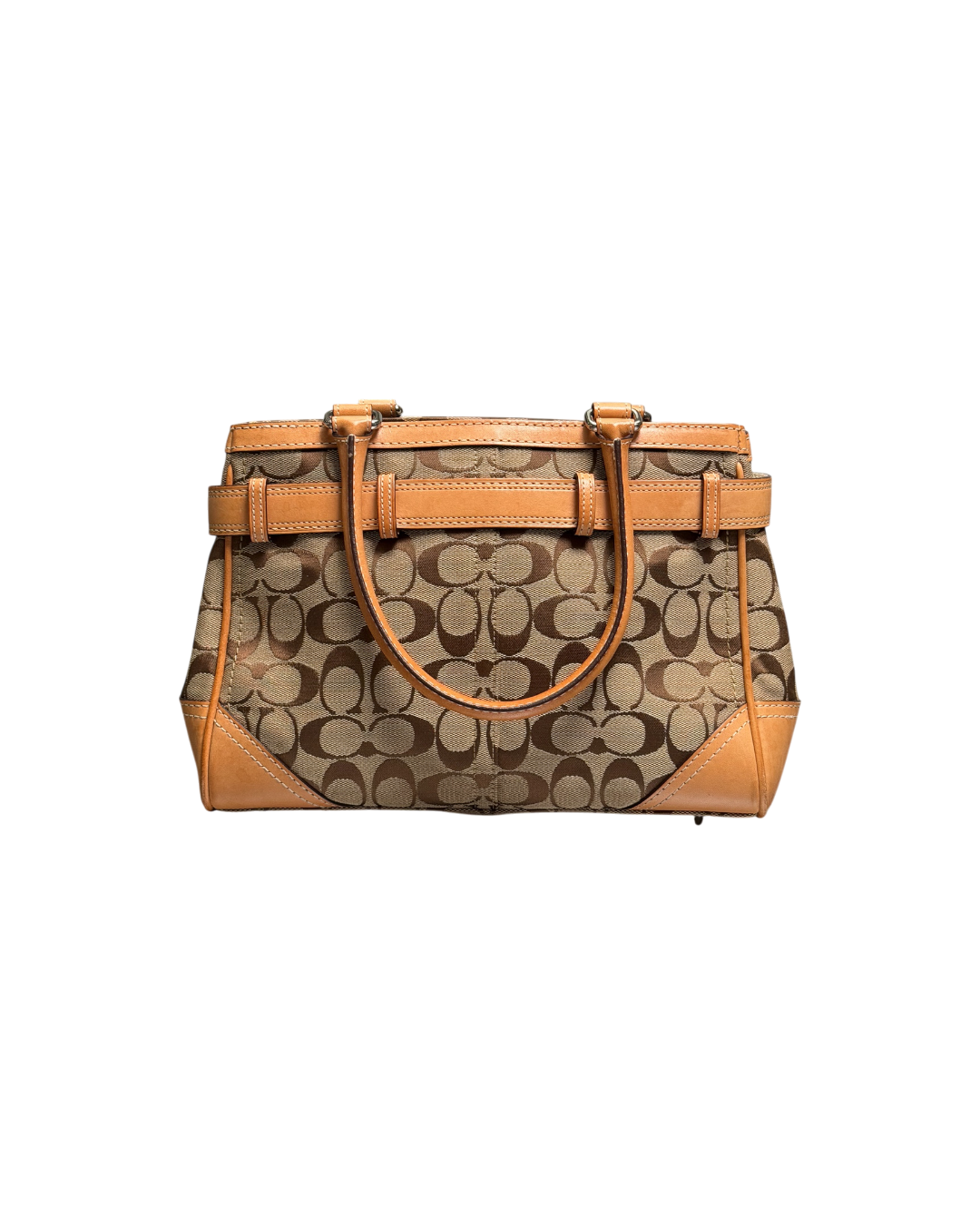 Coach Signature Hampton Bag Beige Leather