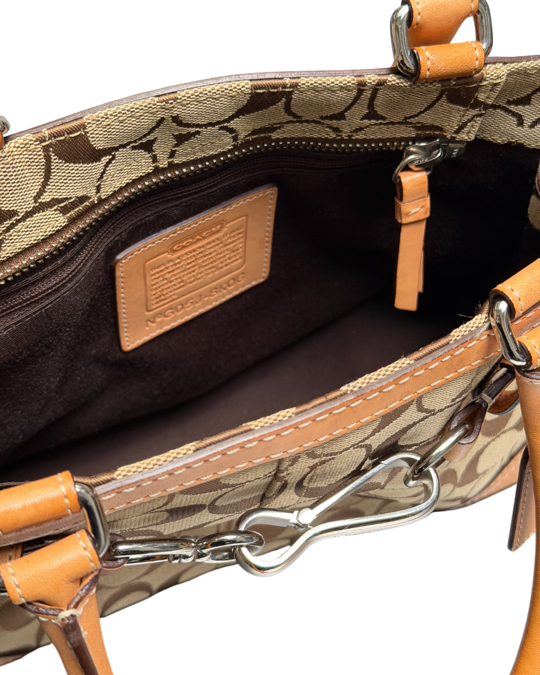 Coach Signature Hampton Bag Beige Leather