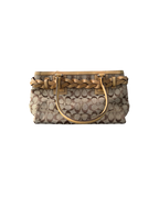 Coach Woven Signature Hampton Bag Beige Leather