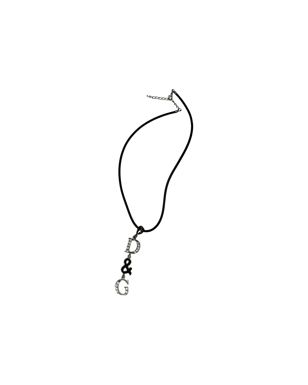 Dolce & Gabbana Pavé Rhinestone Charm Cord Leather Chain