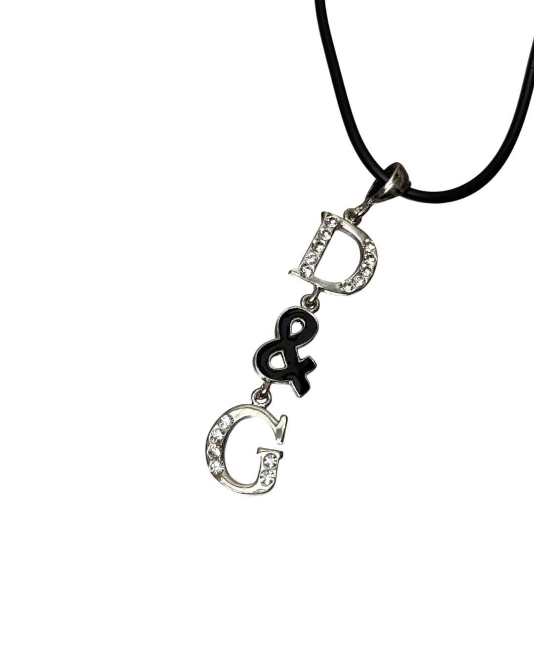 Dolce & Gabbana Pavé Rhinestone Charm Cord Leather Chain