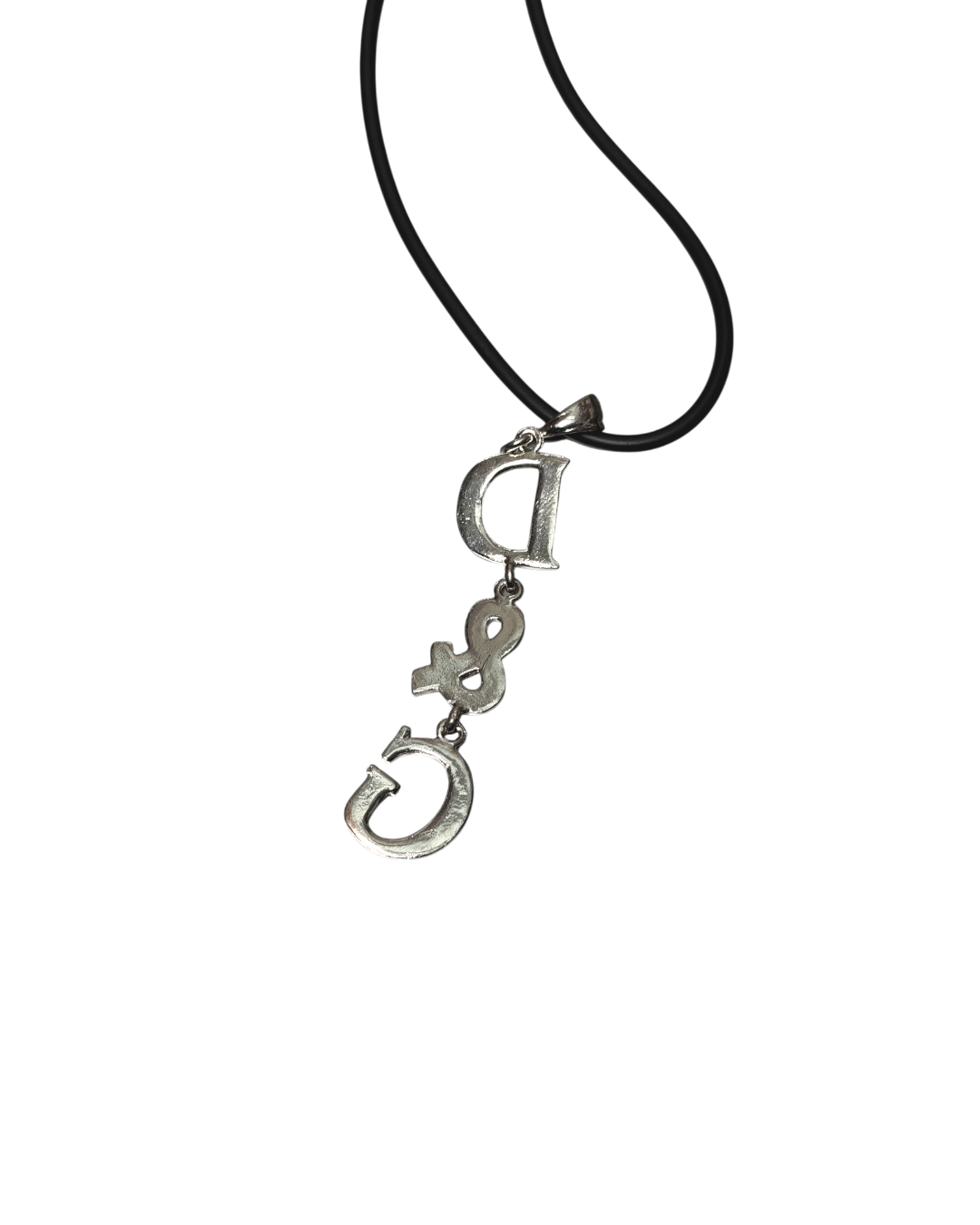Dolce & Gabbana Pavé Rhinestone Charm Cord Leather Chain