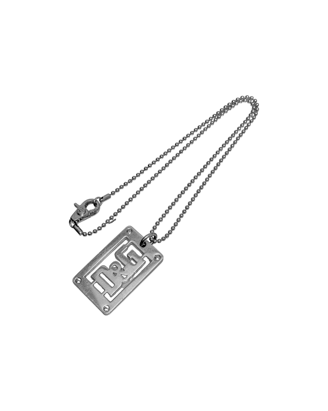 Dolce & Gabbana Tag Necklace Steel Ball Chain Rectangular Pendant