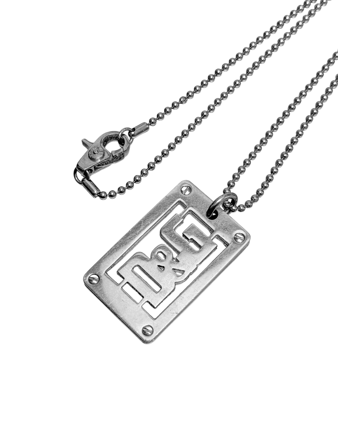Dolce & Gabbana Tag Necklace Steel Ball Chain Rectangular Pendant