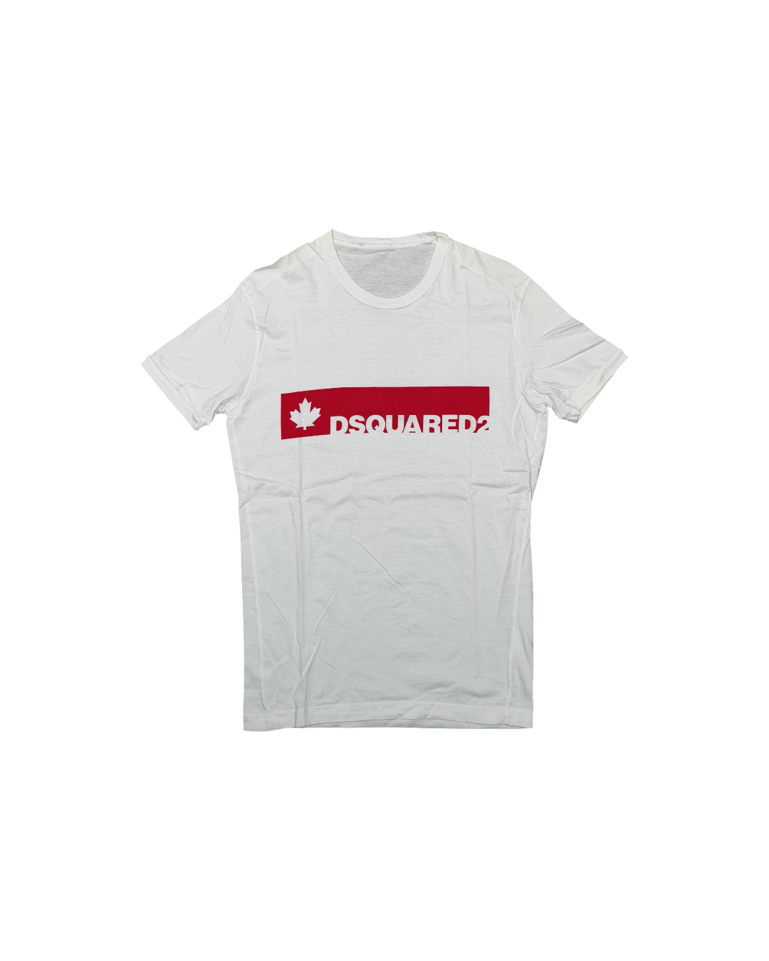 Dsquared2 T-Shirt Spell Out Maple Leaf White Red