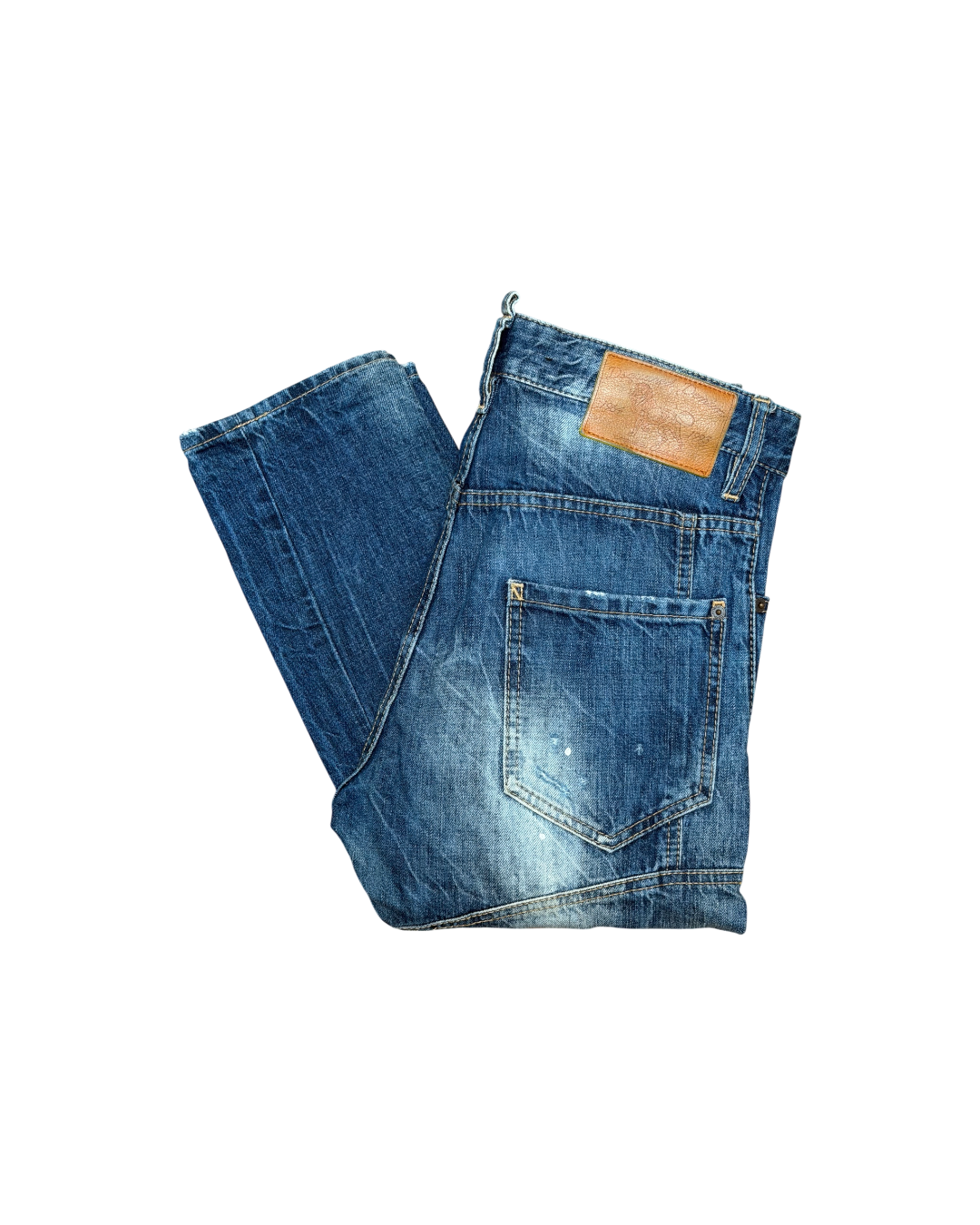 Dsquared2 Tidy Biker Jeans Distressed Blue Patch Splatters