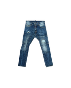Dsquared2 Tidy Biker Jeans Distressed Blue Patch Splatters